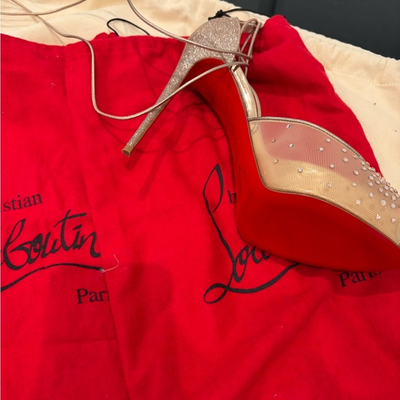Christian Louboutin Nude and Red Crystal Heels - Picture 8 of 8
